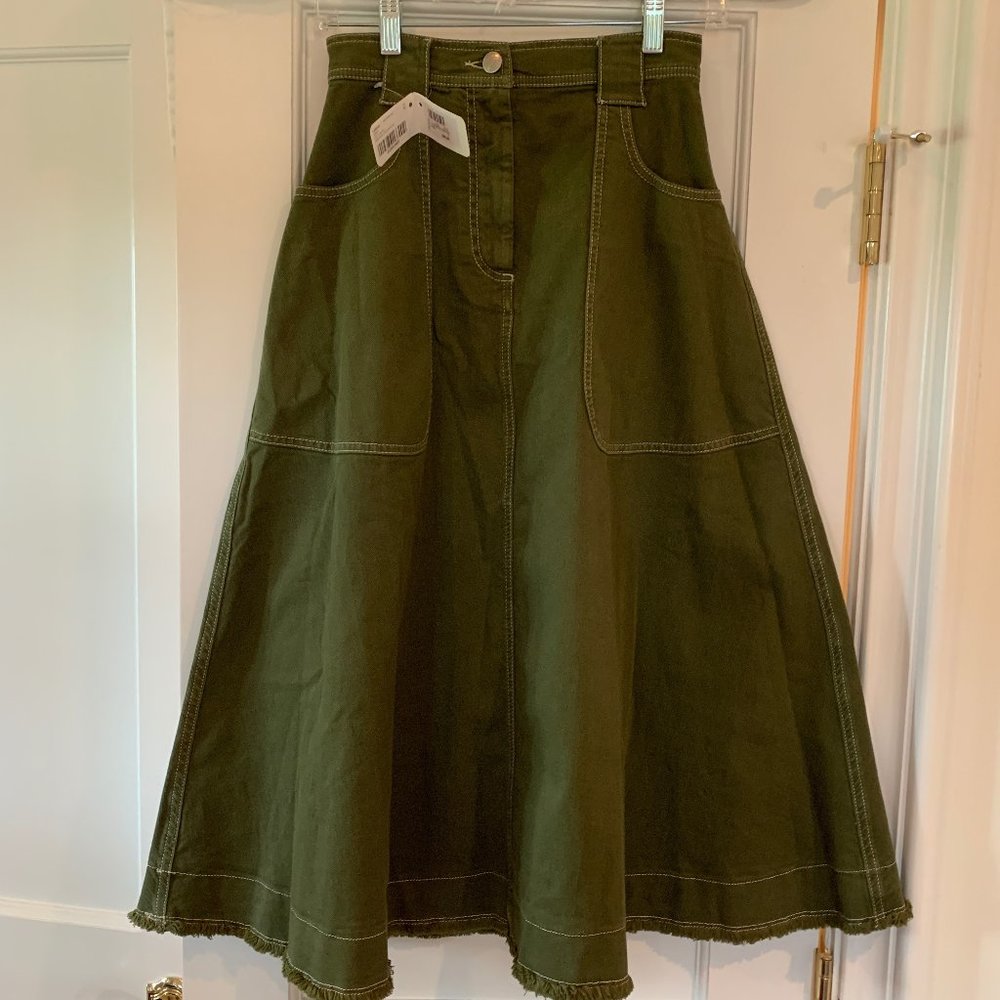 ALEXACHUNG Midi Denim Skirt BRAND NEW